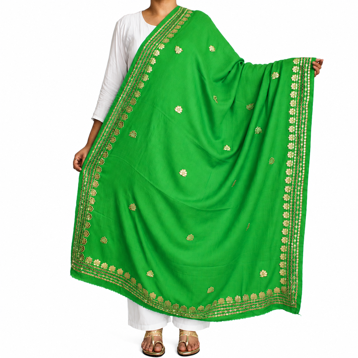 Kashmiri Embroidered Pashmina Shawl with Dubka Work