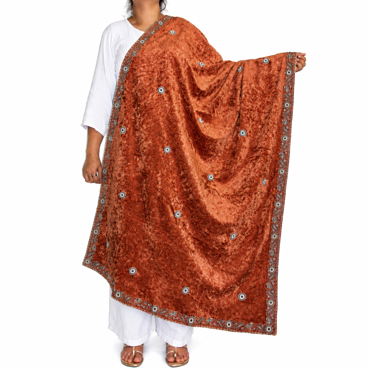 Kashmiri Velvet Shawl with Zari Work
