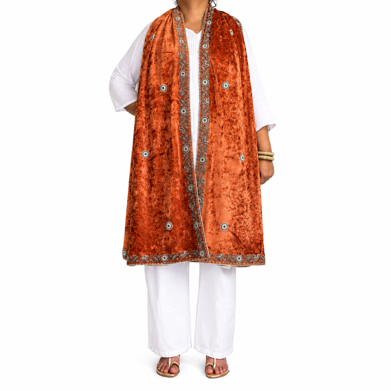 Kashmiri Velvet Shawl with Zari Work