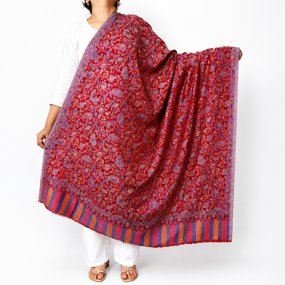 Kashmiri Semi- Pashmina Kani Work