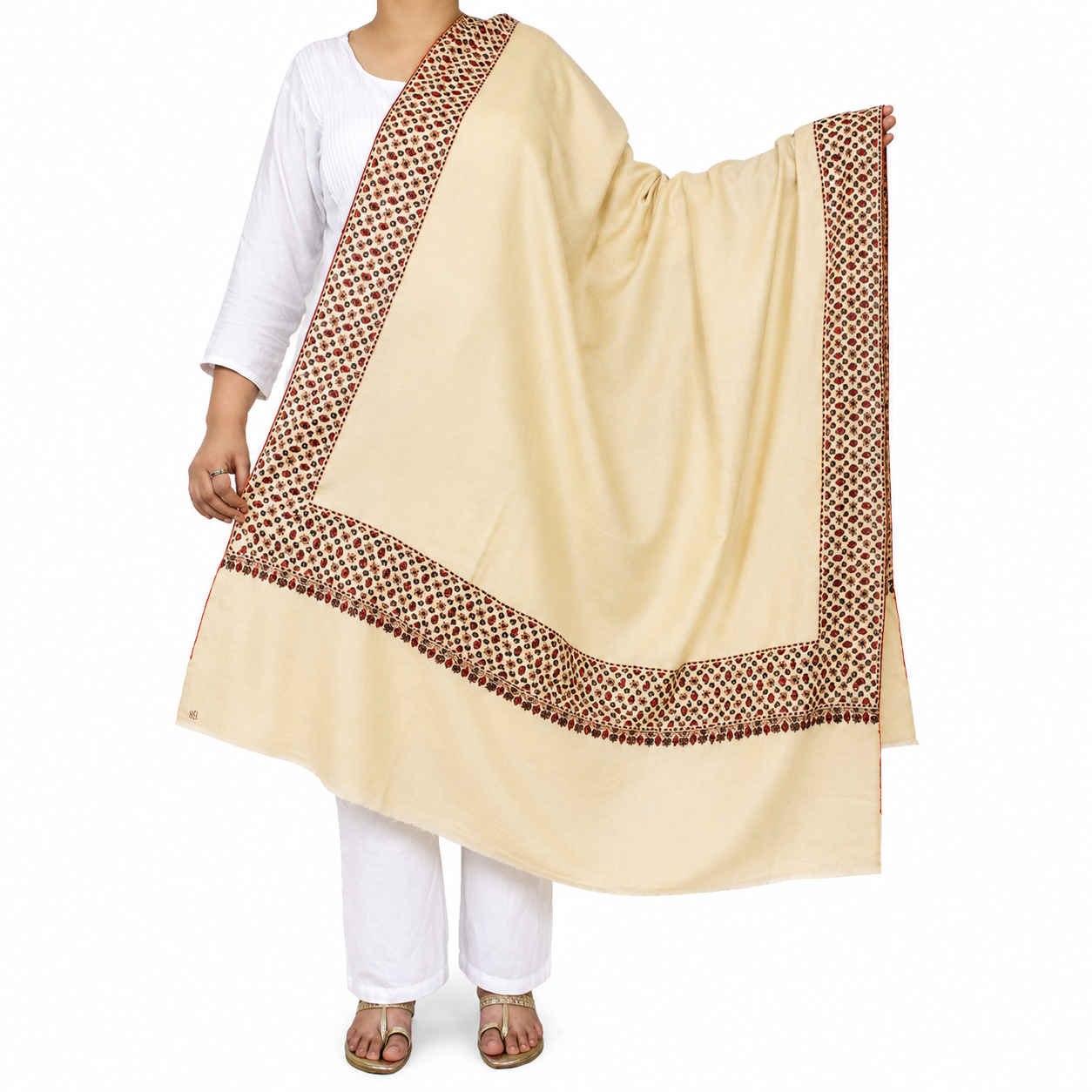 Kashmiri Pashmina Shawl with Sozni Work
