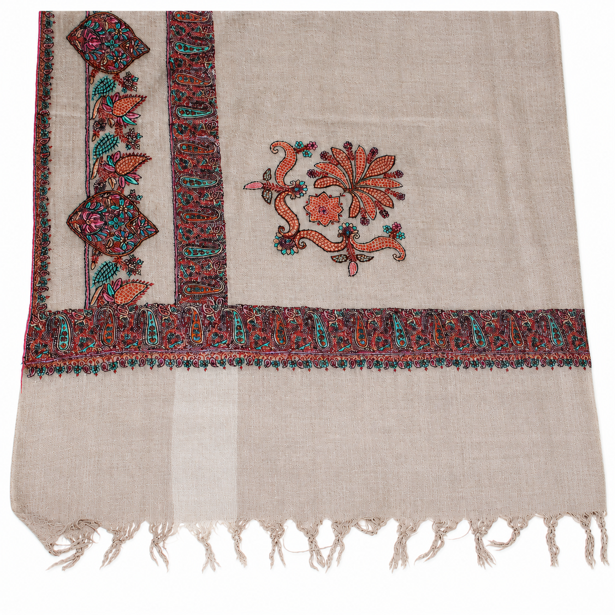 Kashmiri Pashmina Shawl with Sozni Work All Over